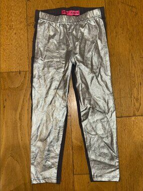 Girls Betsey Johnson Color Block Silver and Grey Leggings
